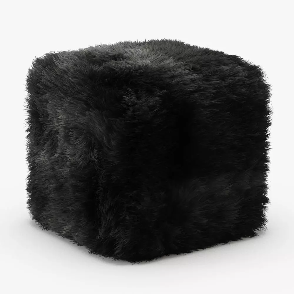 Pure Sheepskin Luxury Foot Stool 3D model_0