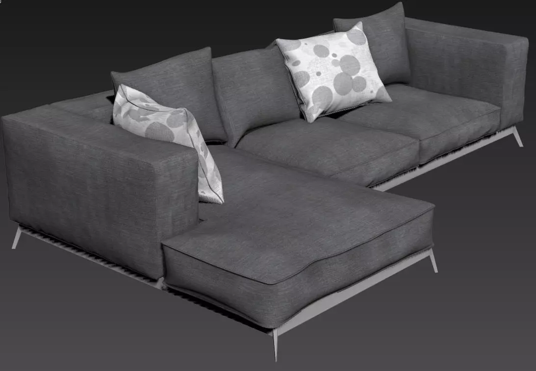 3dsofa sectional sofa with pillows Free 3D model