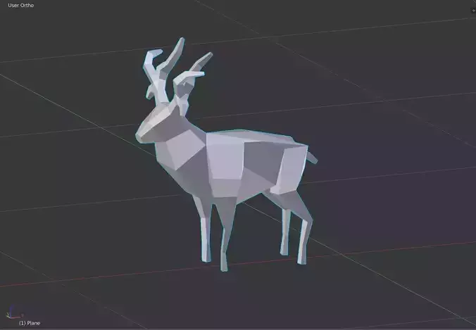 cerf low poly deer in polygons 3D print model