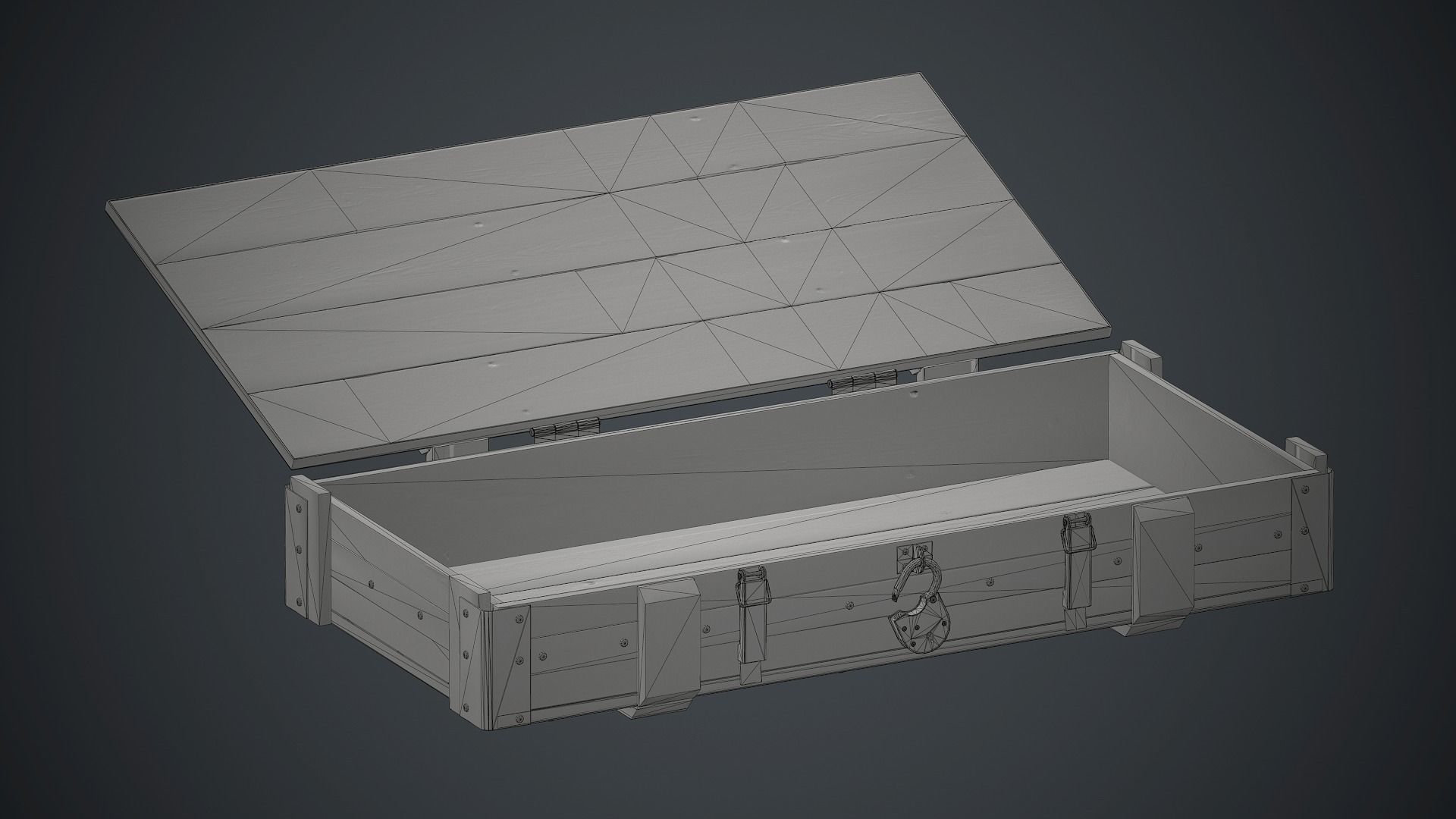 Old Wooden Weapon Case 1 PBR Game Ready Low-poly 3D model_28