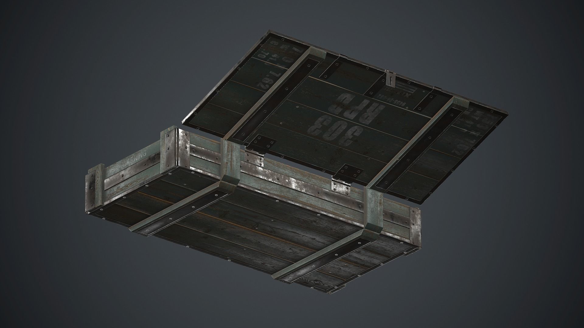 Old Wooden Weapon Case 1 PBR Game Ready Low-poly 3D model_24