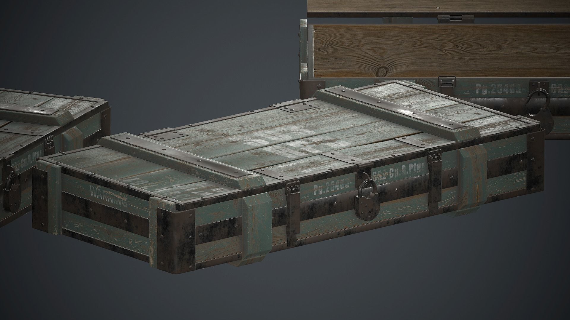 Old Wooden Weapon Case 1 PBR Game Ready Low-poly 3D model_4