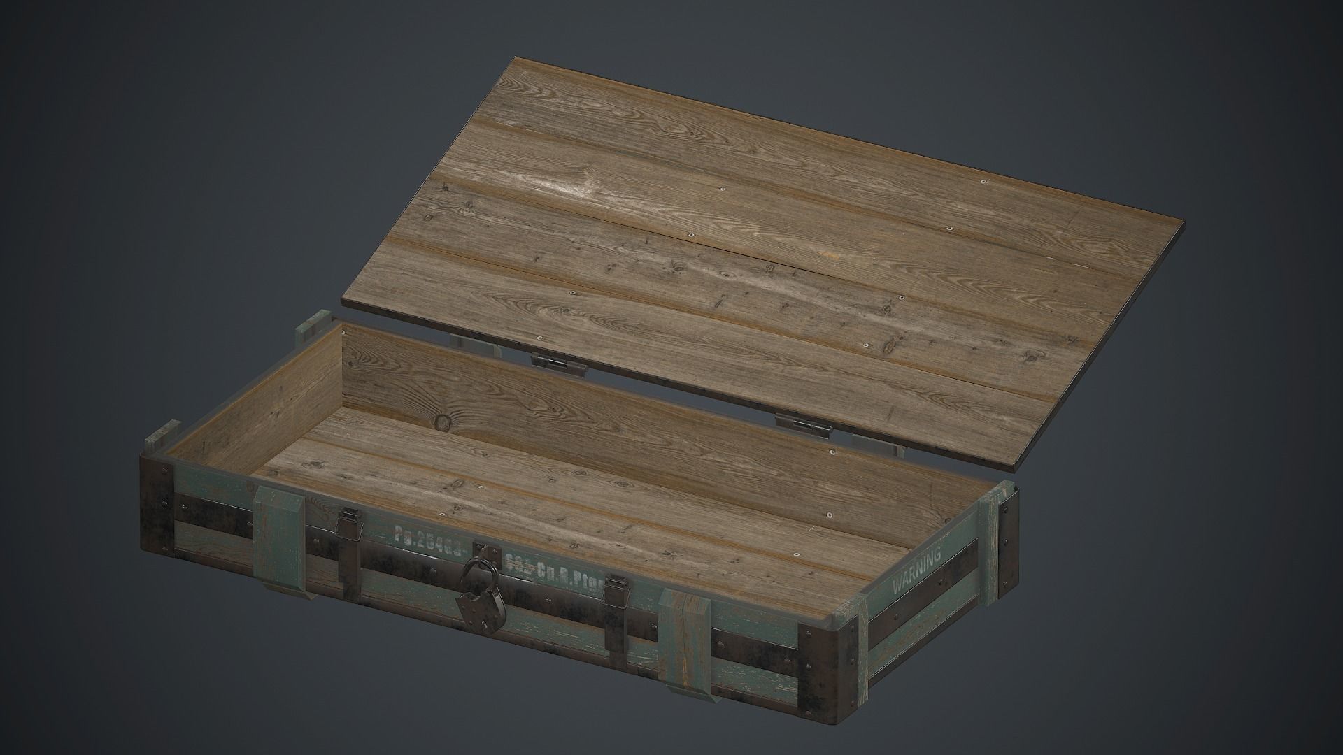 Old Wooden Weapon Case 1 PBR Game Ready Low-poly 3D model_21