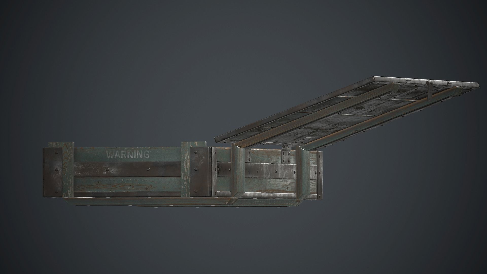 Old Wooden Weapon Case 1 PBR Game Ready Low-poly 3D model_25