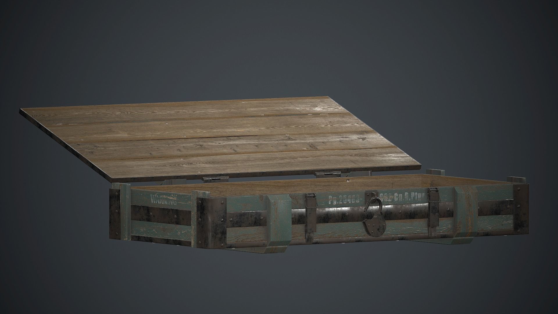 Old Wooden Weapon Case 1 PBR Game Ready Low-poly 3D model_20