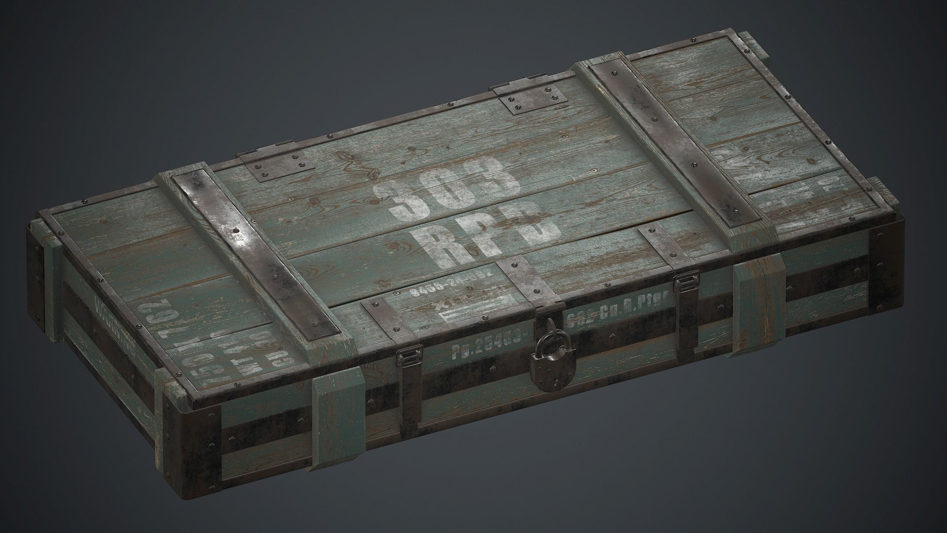 Old Wooden Weapon Case 1 PBR Game Ready Low-poly 3D model_7