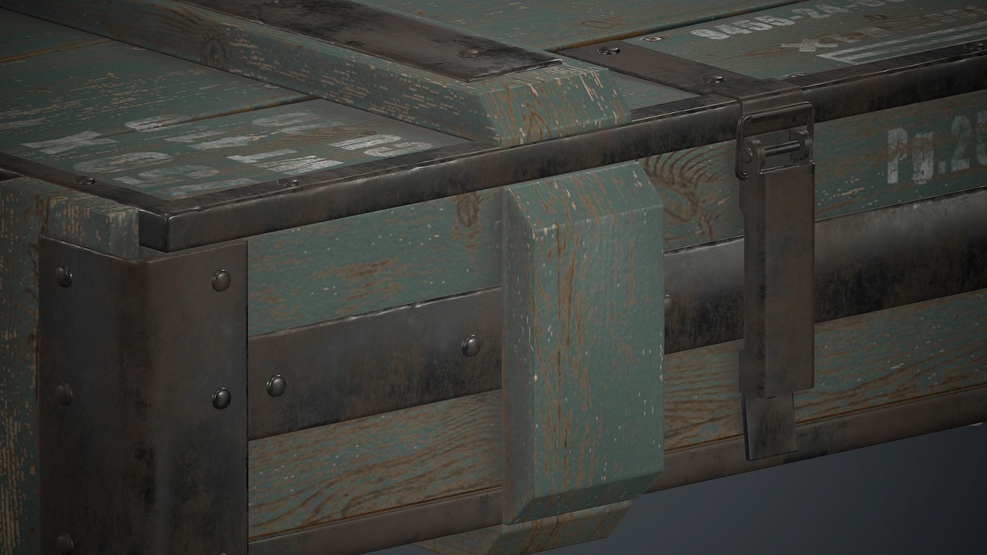 Old Wooden Weapon Case 1 PBR Game Ready Low-poly 3D model_11