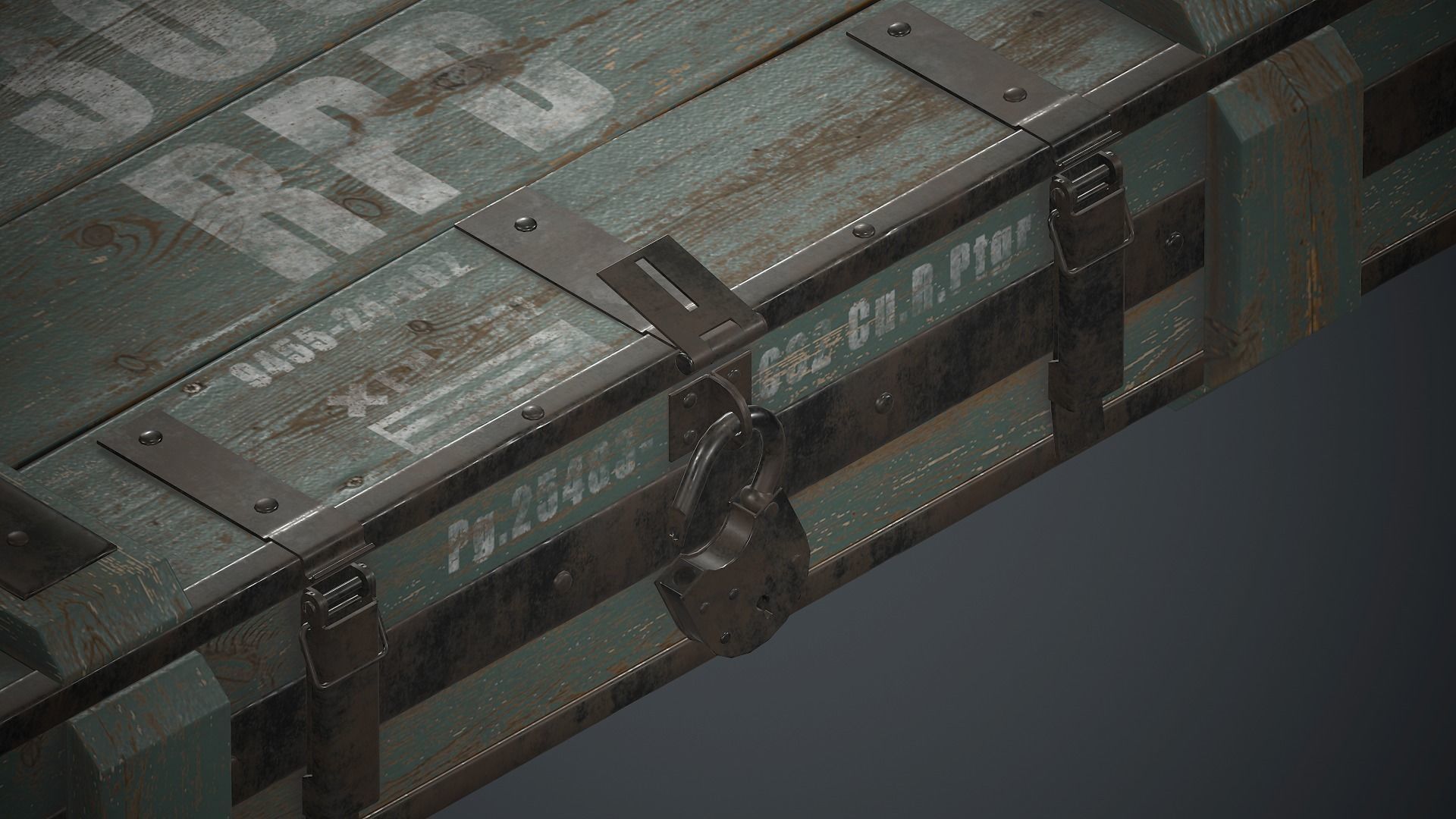 Old Wooden Weapon Case 1 PBR Game Ready Low-poly 3D model_19