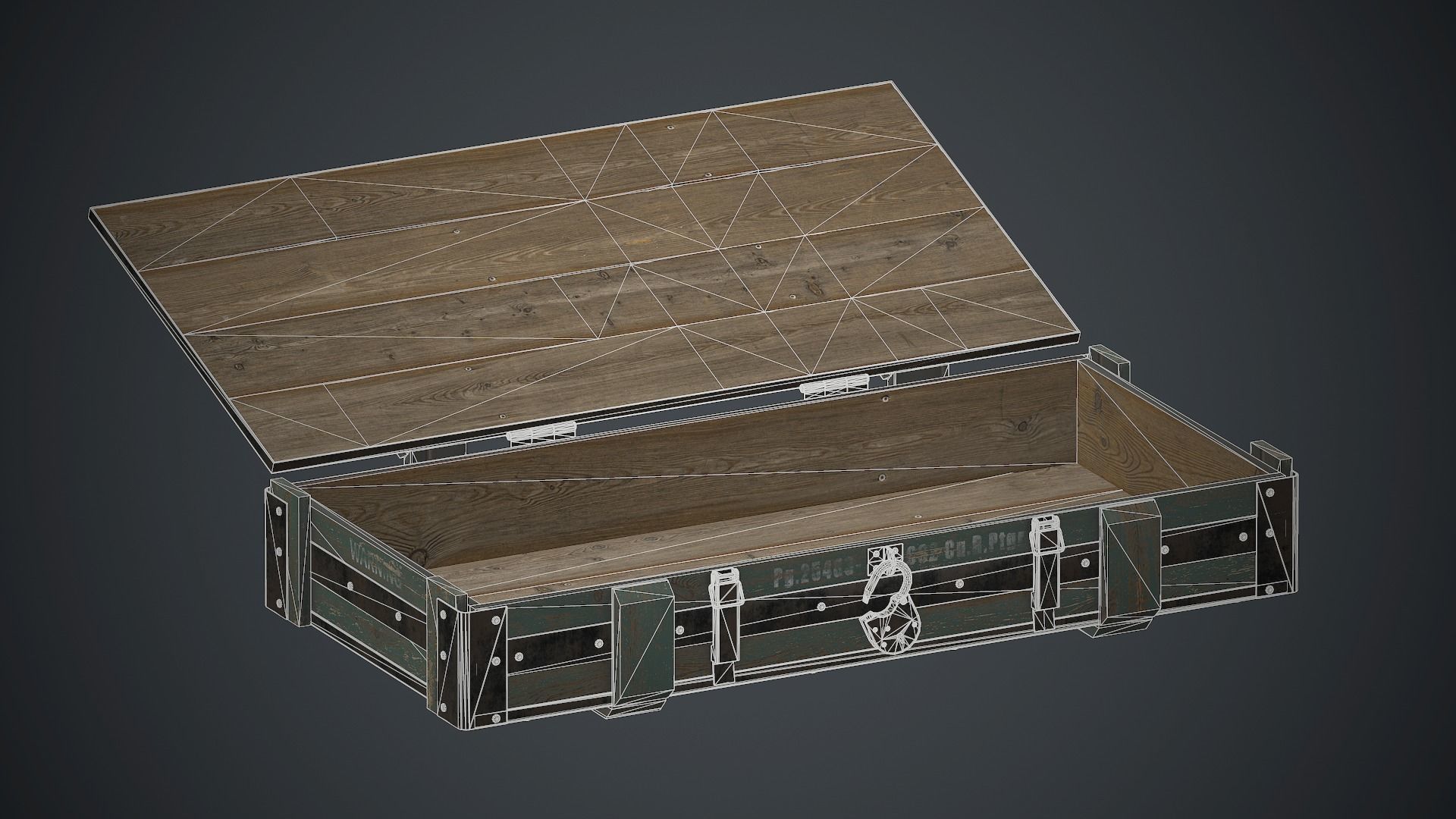 Old Wooden Weapon Case 1 PBR Game Ready Low-poly 3D model_27