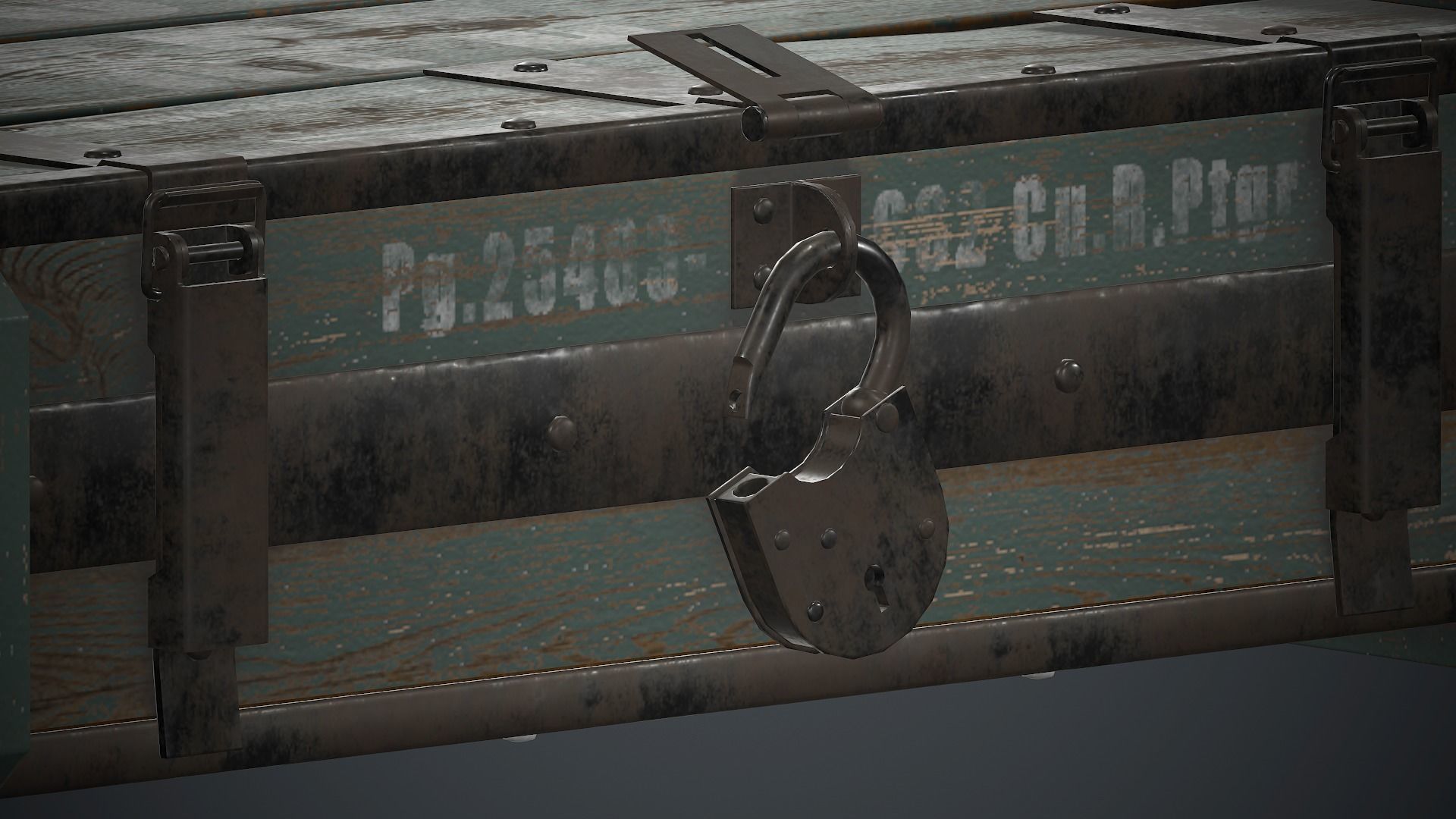 Old Wooden Weapon Case 1 PBR Game Ready Low-poly 3D model_17