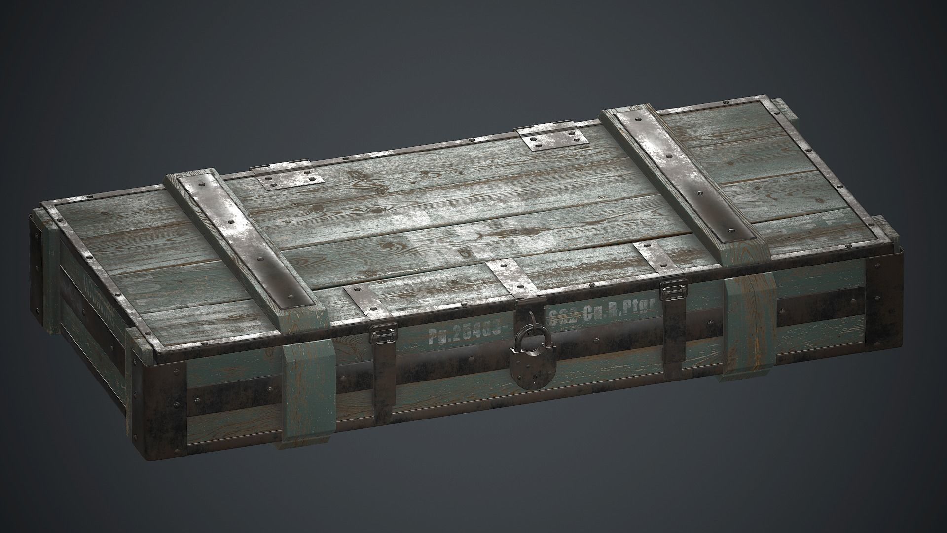 Old Wooden Weapon Case 1 PBR Game Ready Low-poly 3D model_6