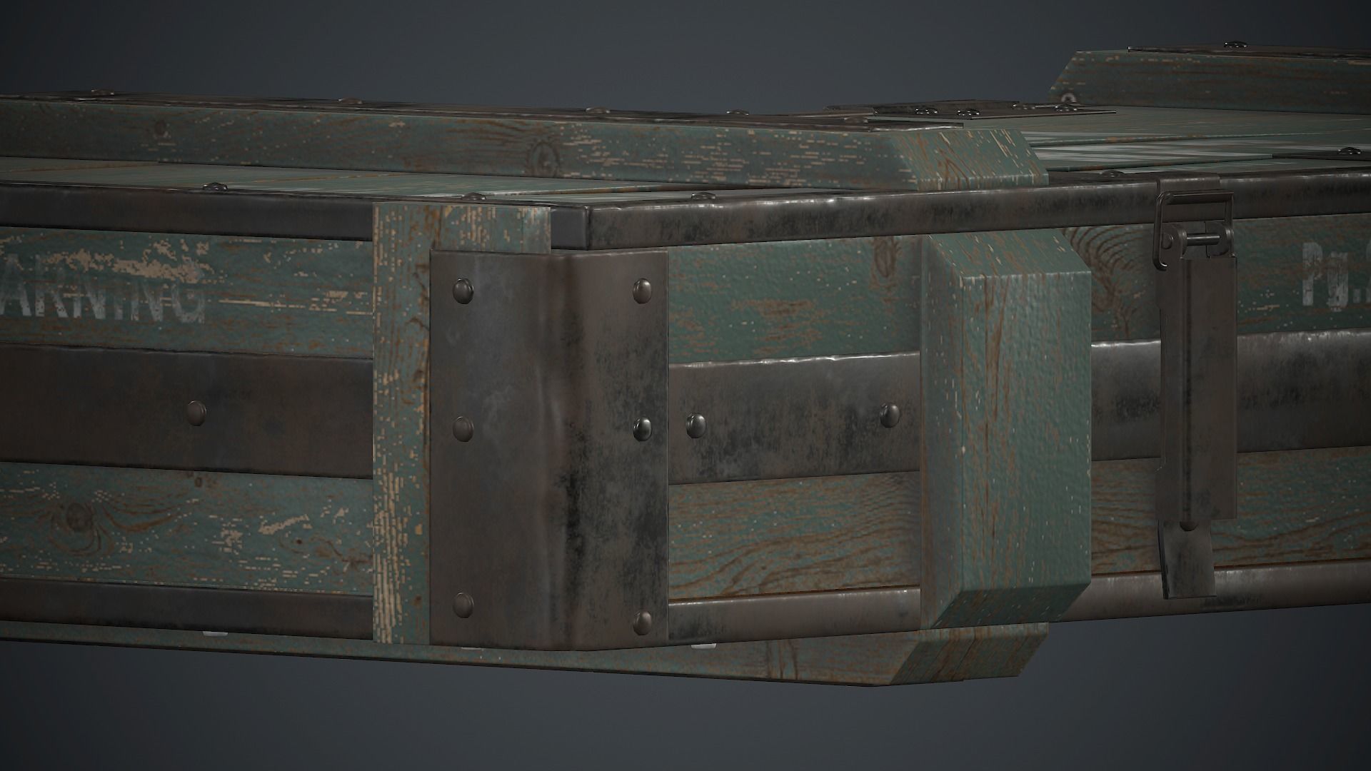 Old Wooden Weapon Case 1 PBR Game Ready Low-poly 3D model_10