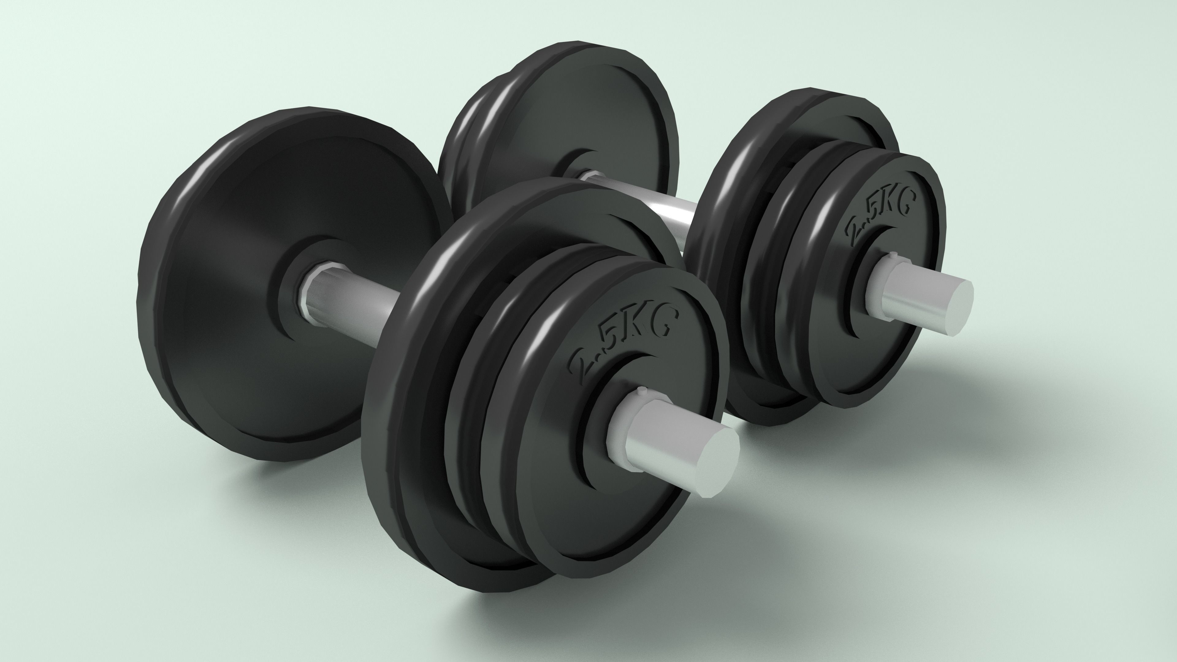 Home Gym Station and Free Weights Low-poly 3D model_7