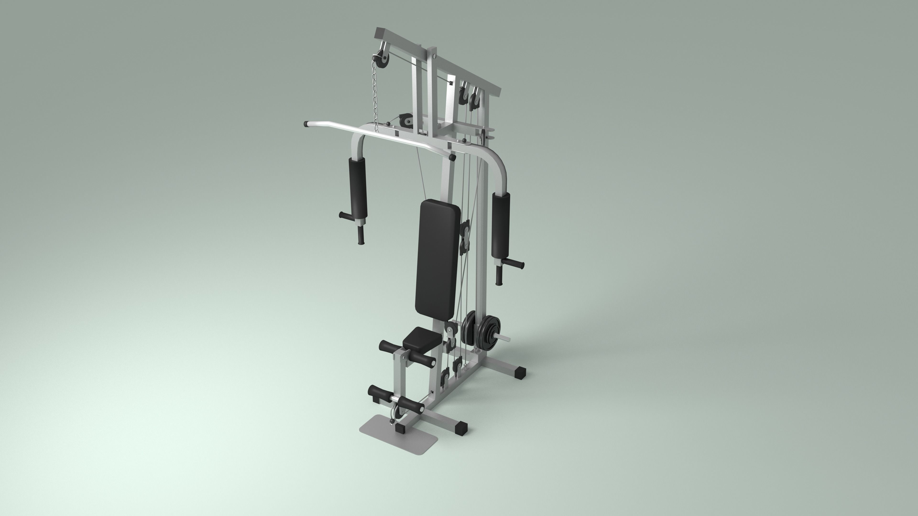 Home Gym Station and Free Weights Low-poly 3D model_1