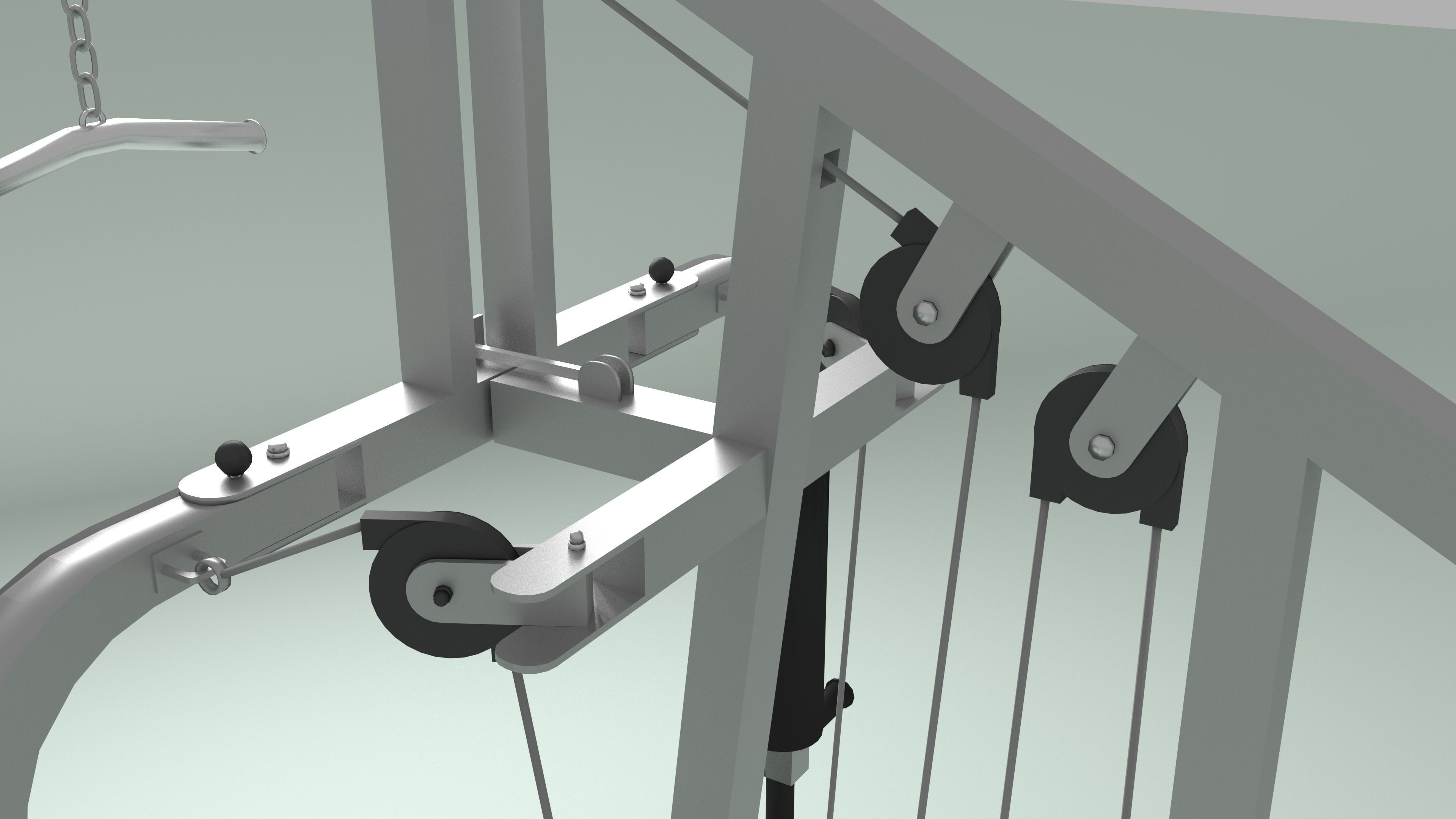 Home Gym Station and Free Weights Low-poly 3D model_5