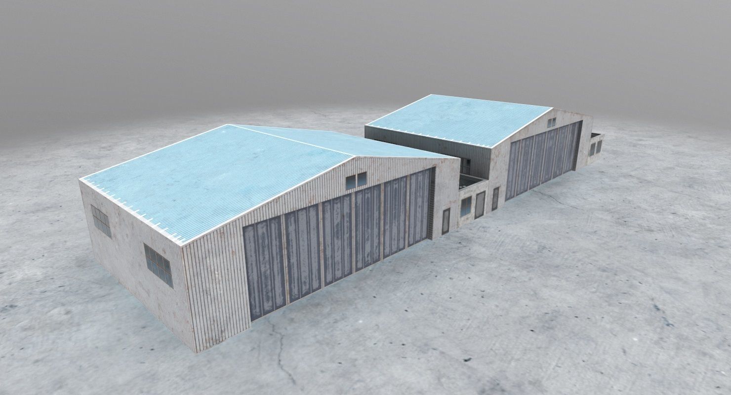LHBP Hangar 2 Low-poly 3D model_1