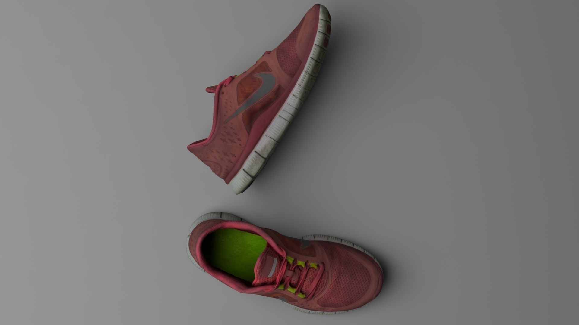 Worn Nike Free Run 3 sneaker shoe low poly 3D model Low-poly 3D model_1