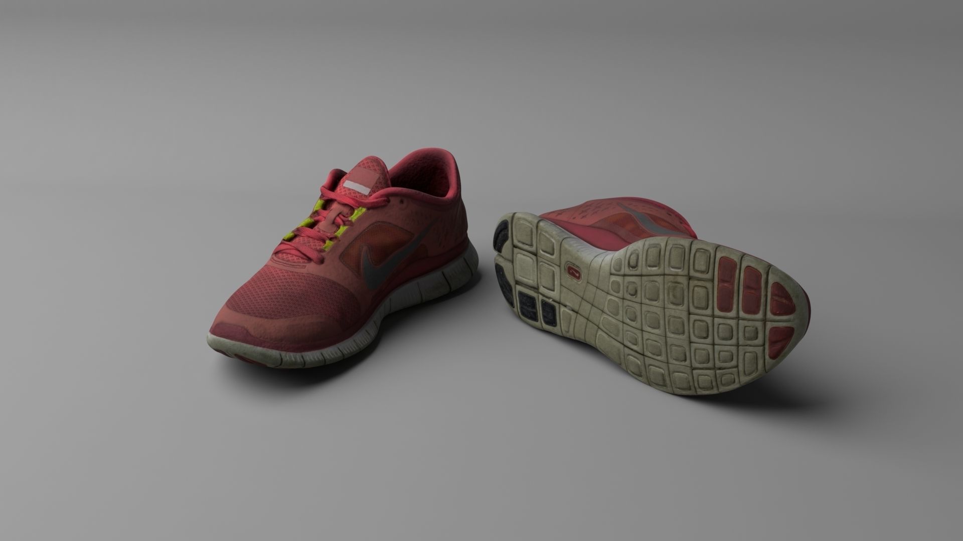Worn Nike Free Run 3 sneaker shoe low poly 3D model Low-poly 3D model_2