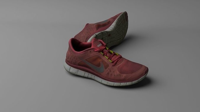 Worn Nike Free Run 3 sneaker shoe low poly 3D model Low-poly 3D model