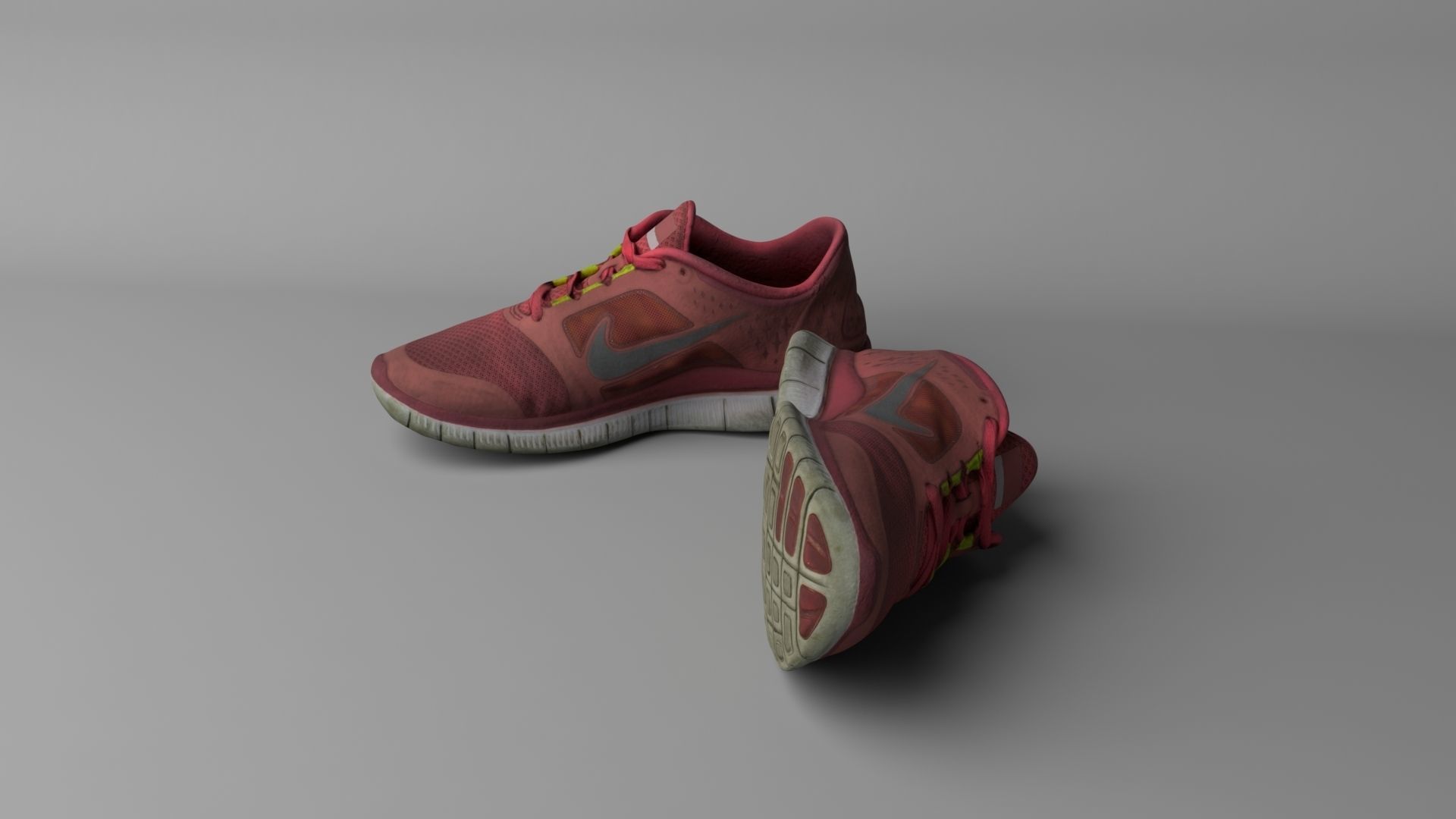 Worn Nike Free Run 3 sneaker shoe low poly 3D model Low-poly 3D model_3