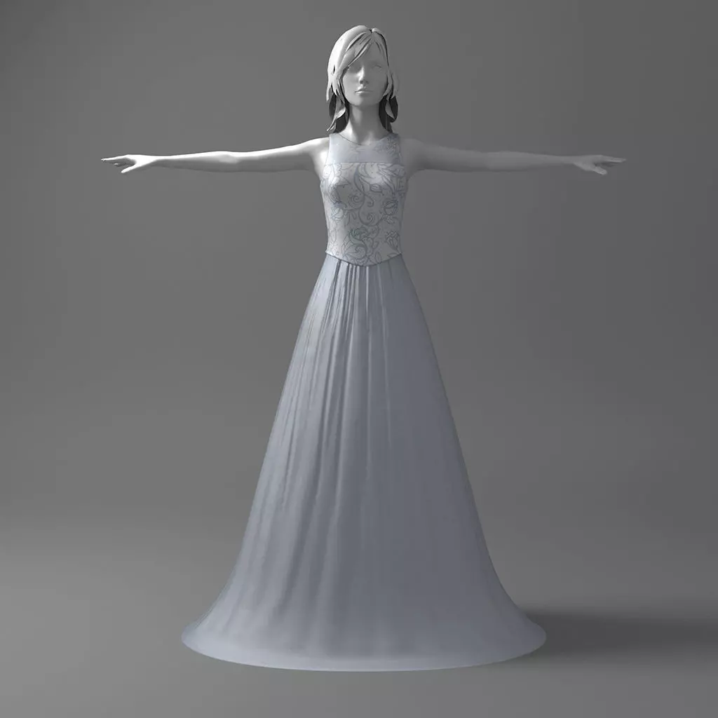 Nice wedding dress 3D model_0