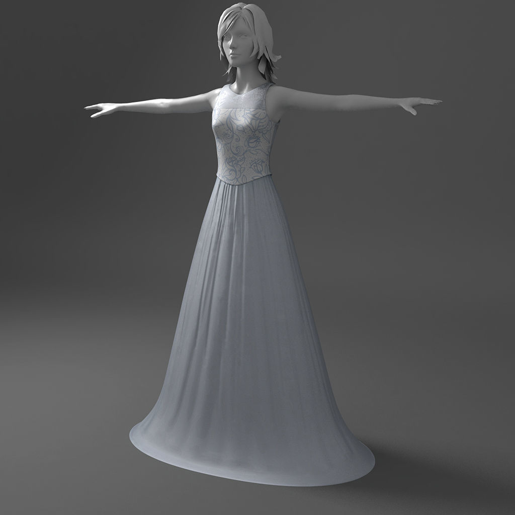 Nice wedding dress 3D model_2