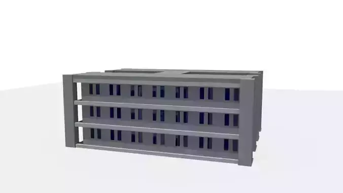 Apartment Block Low-poly 3D model