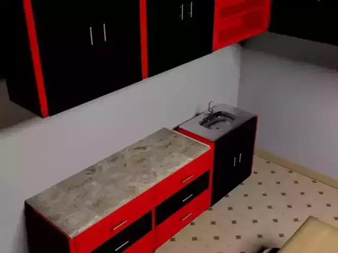 Kitchen with cabinets