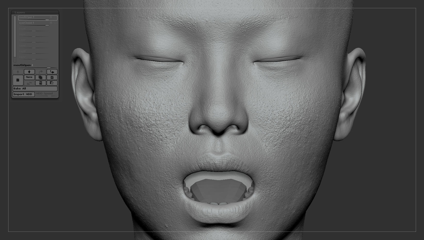Average Asian Female Head Basemesh 3D model_6