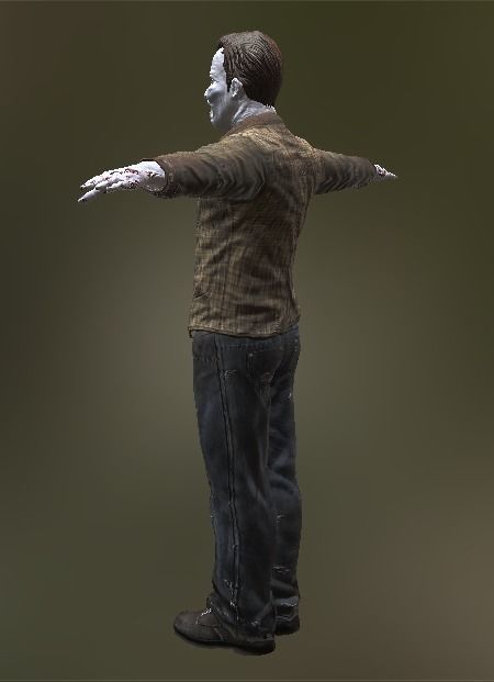 Zombie Male Low-poly 3D model_7