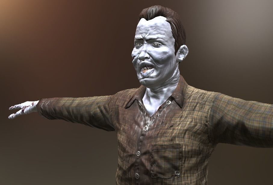 Zombie Male Low-poly 3D model_10