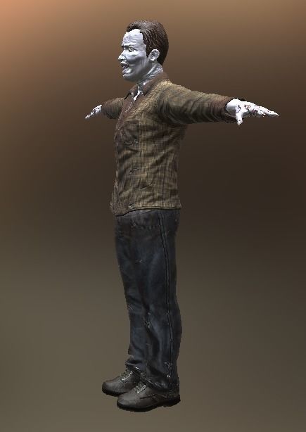 Zombie Male Low-poly 3D model_6
