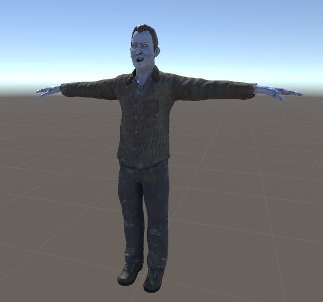 Zombie Male Low-poly 3D model_1