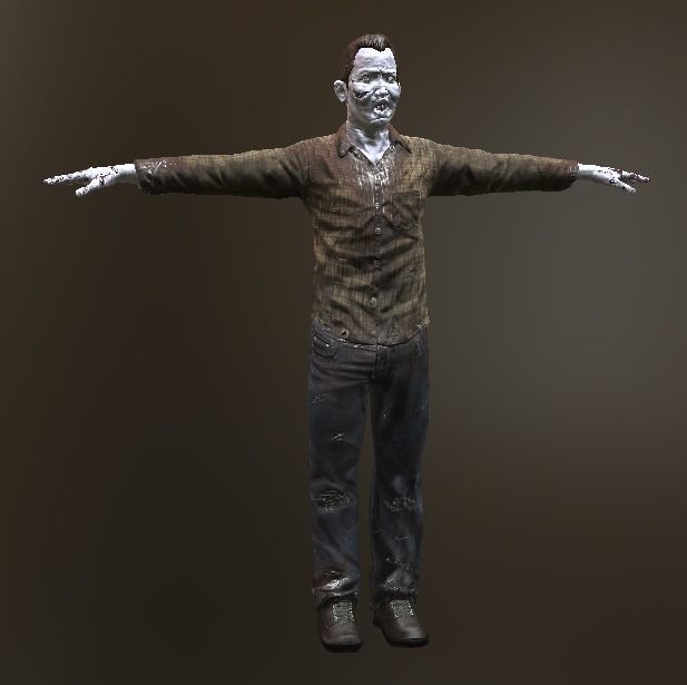 Zombie Male Low-poly 3D model_4