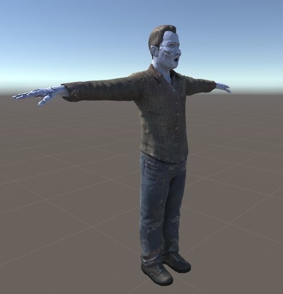 Zombie Male Low-poly 3D model_2