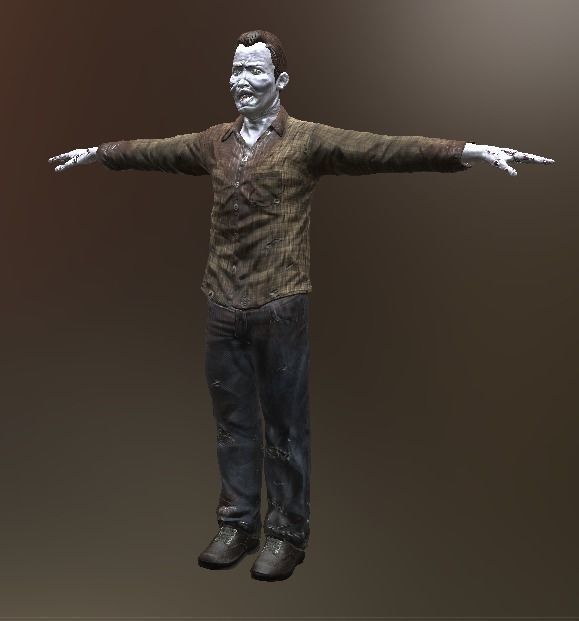 Zombie Male Low-poly 3D model_5