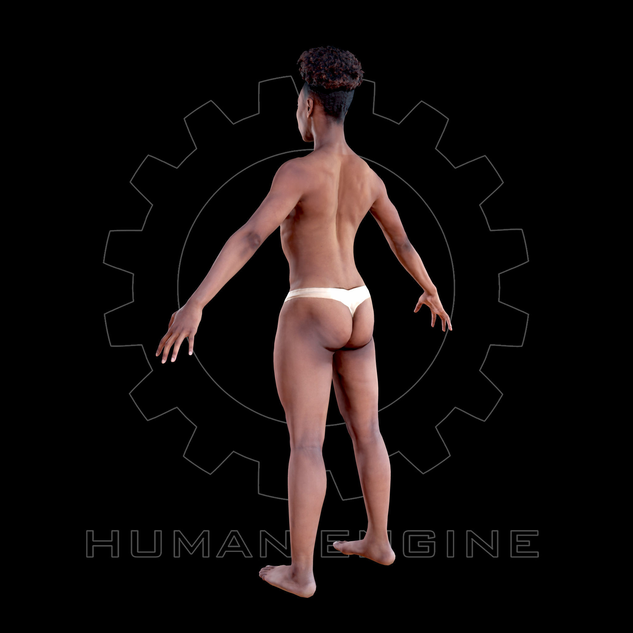 Female Scan - Tiana A-pose Rigged Low-poly 3D model_2