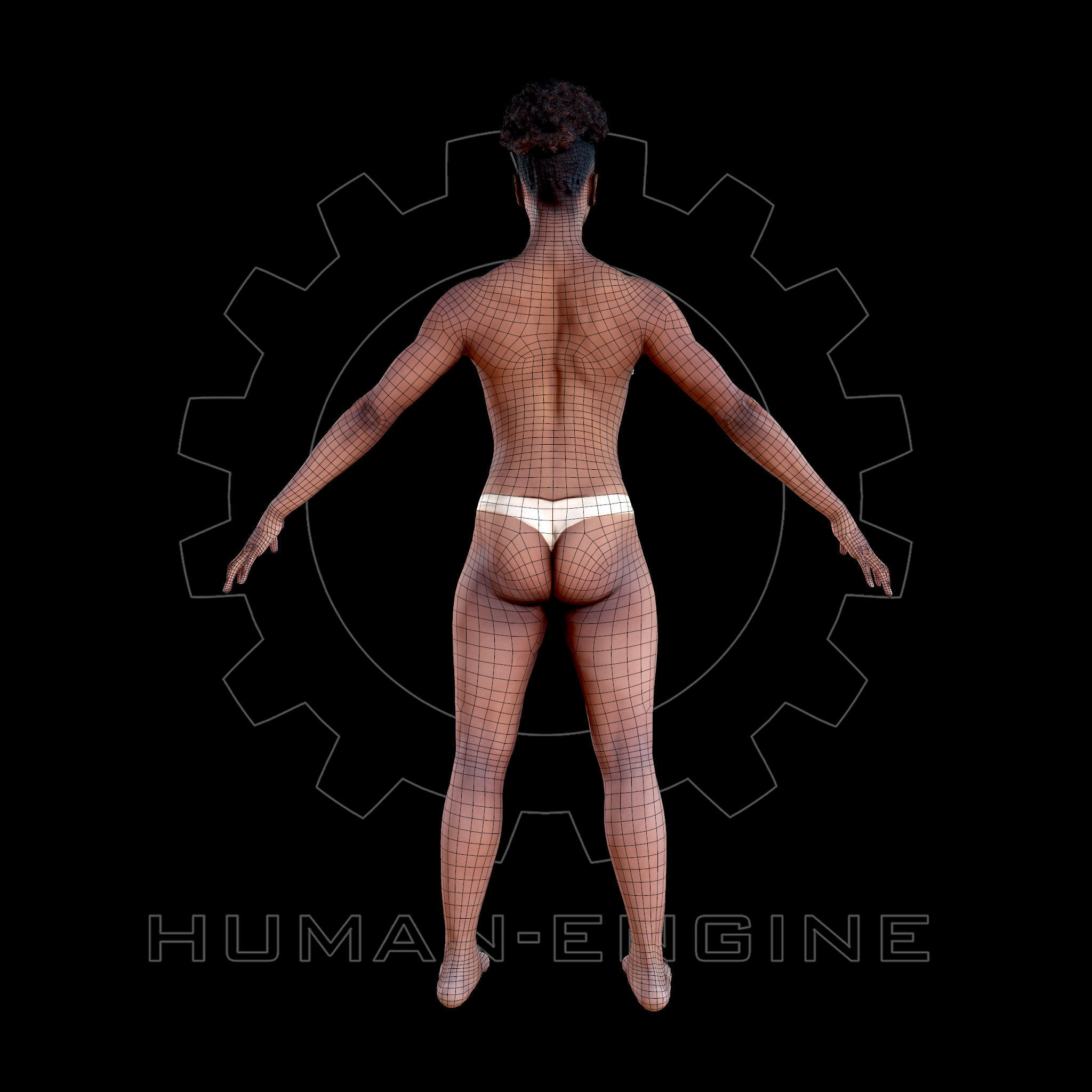 Female Scan - Tiana A-pose Rigged Low-poly 3D model_7