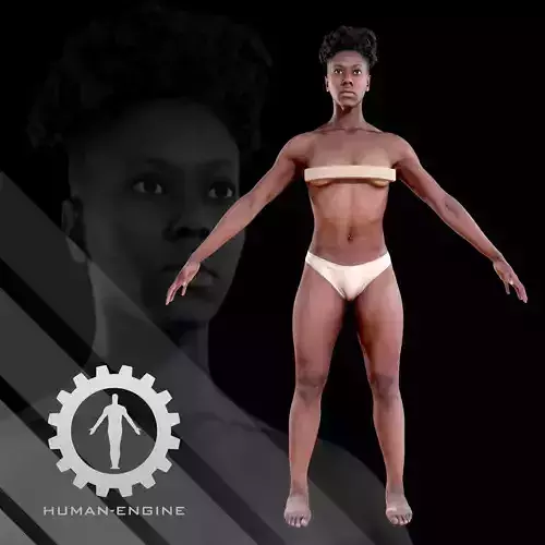 Female Scan - Tiana A-pose Rigged Low-poly 3D model Female Scan - Tiana A-pose Rigged Low-poly 3D model