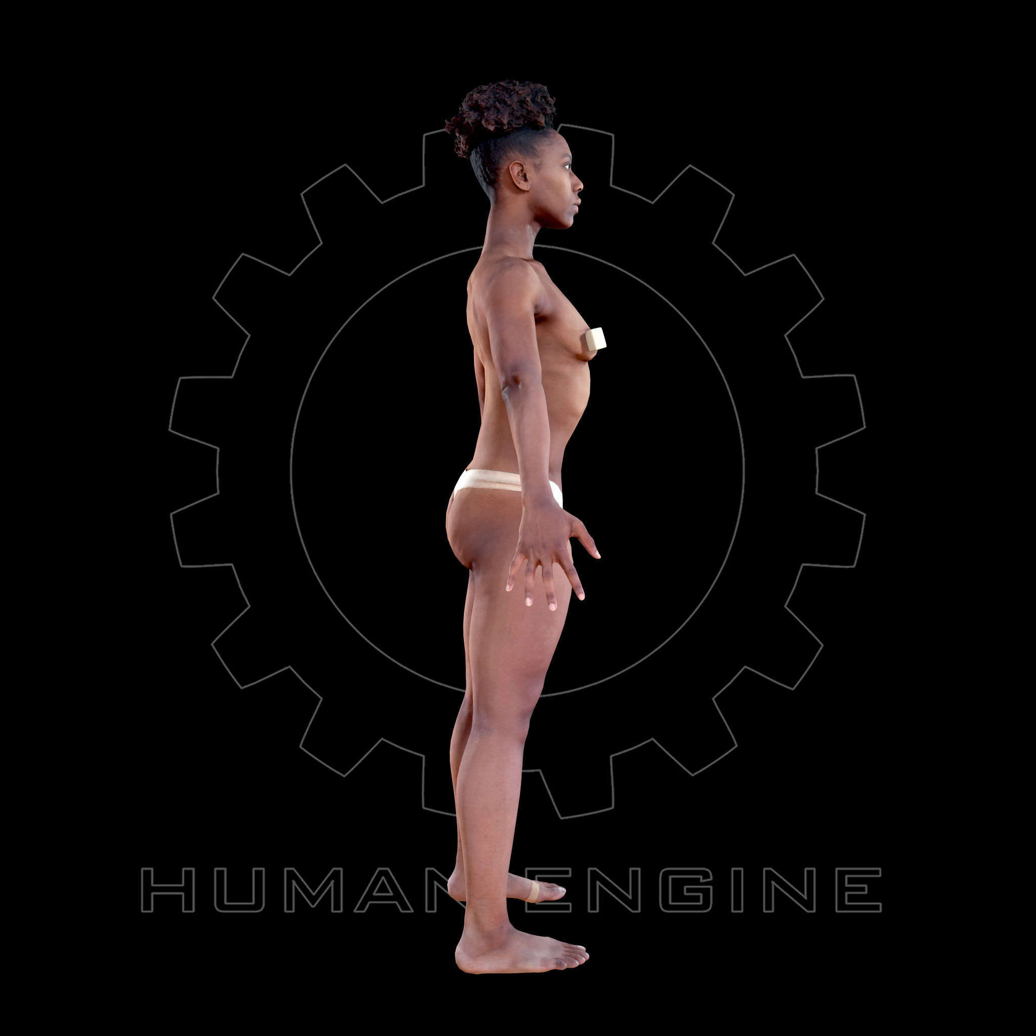 Female Scan - Tiana A-pose Rigged Low-poly 3D model_4