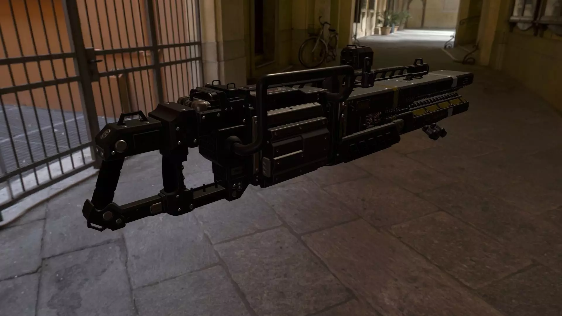 Scifi Plasma Rail Gun Low-poly 3D model_0