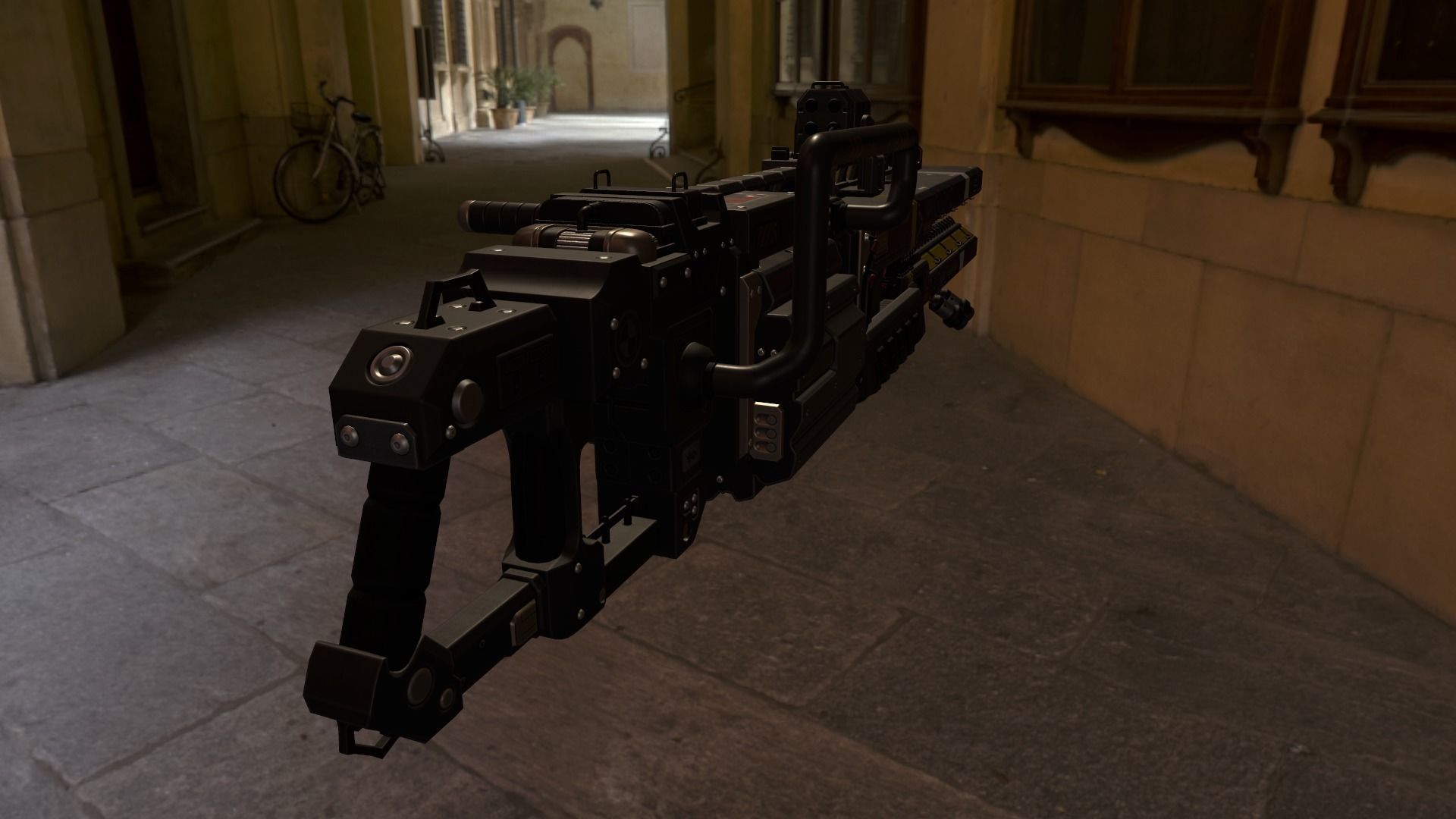 Scifi Plasma Rail Gun Low-poly 3D model_1