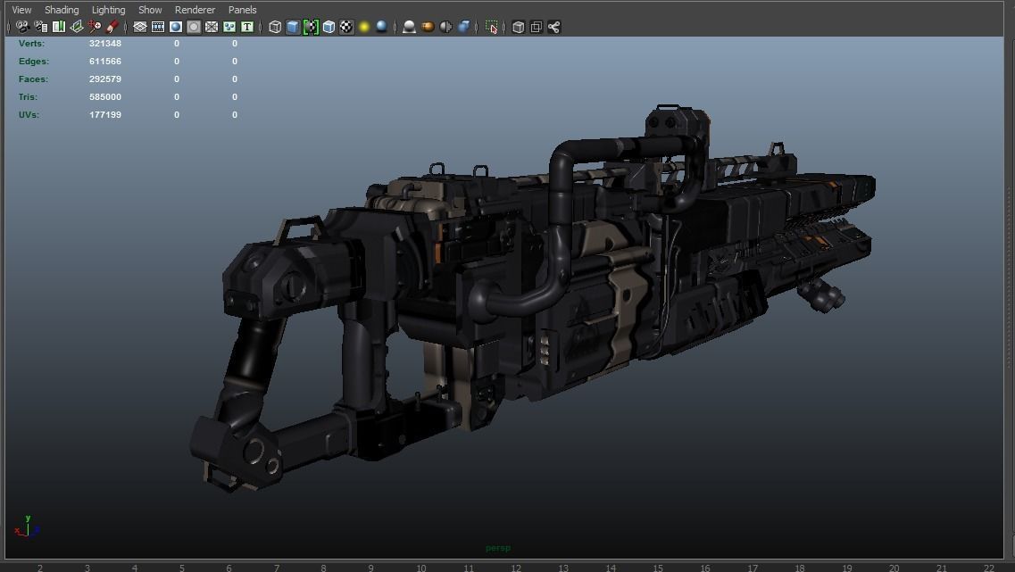 Scifi Plasma Rail Gun Low-poly 3D model_11