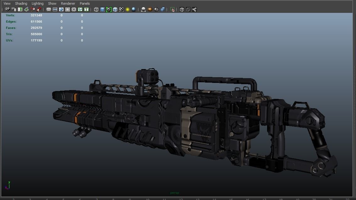 Scifi Plasma Rail Gun Low-poly 3D model_10