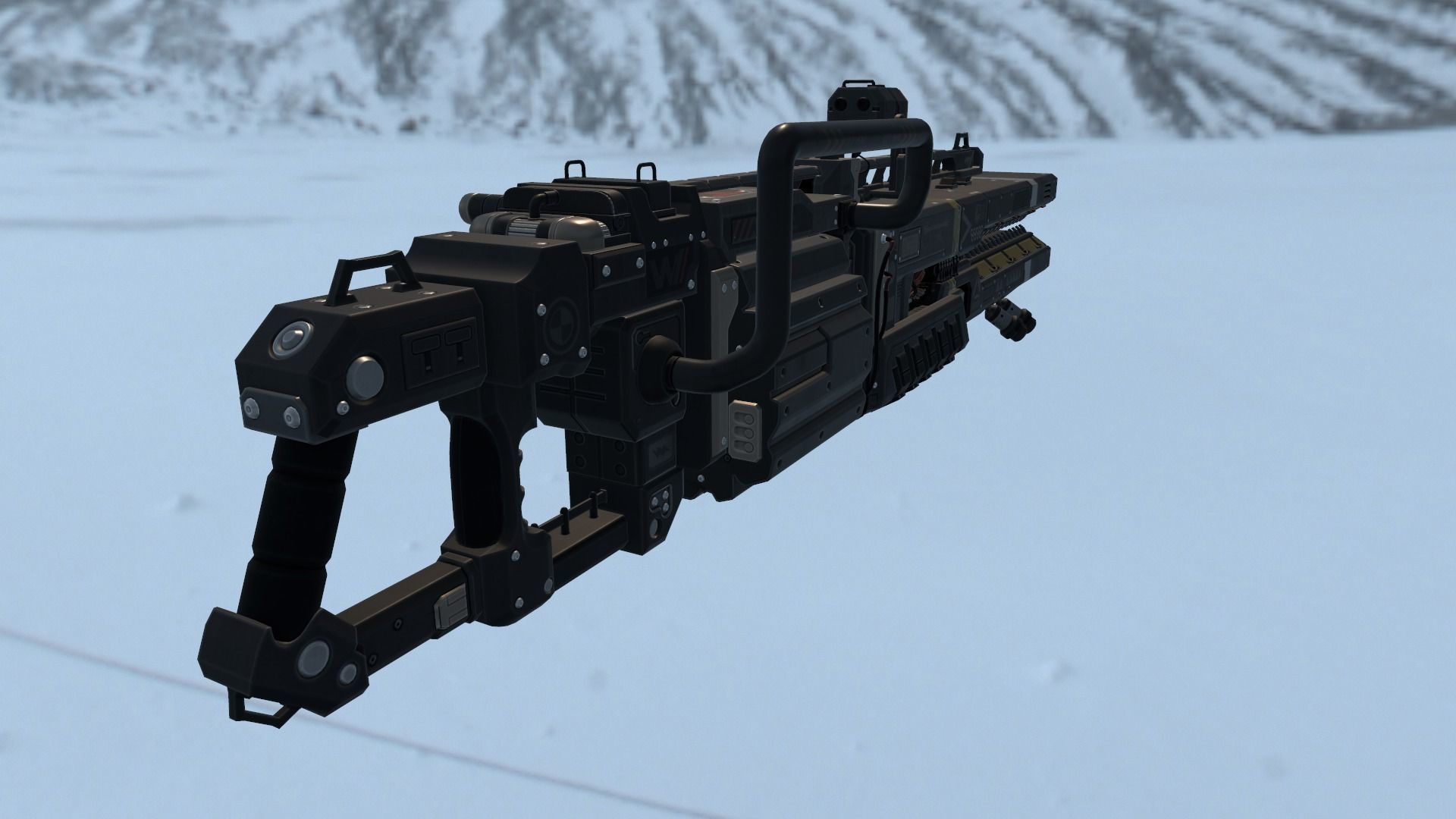 Scifi Plasma Rail Gun Low-poly 3D model_7