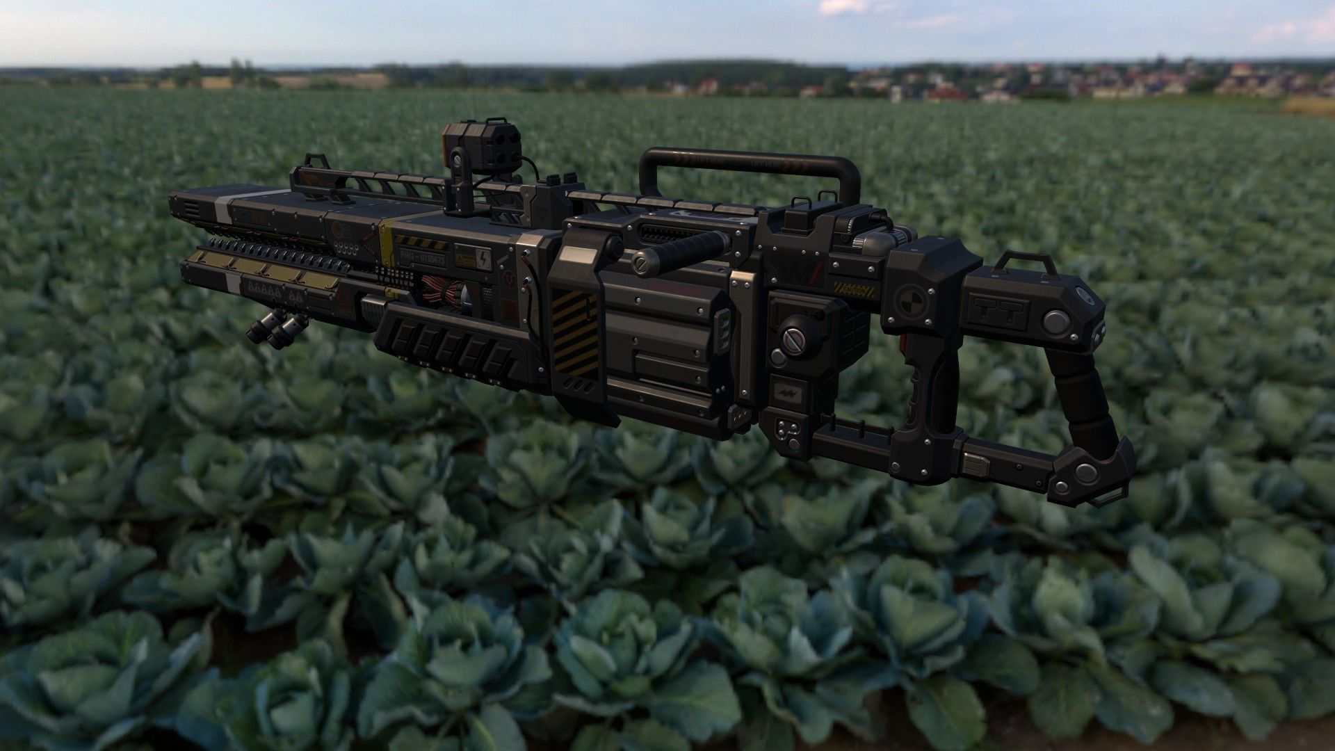 Scifi Plasma Rail Gun Low-poly 3D model_4