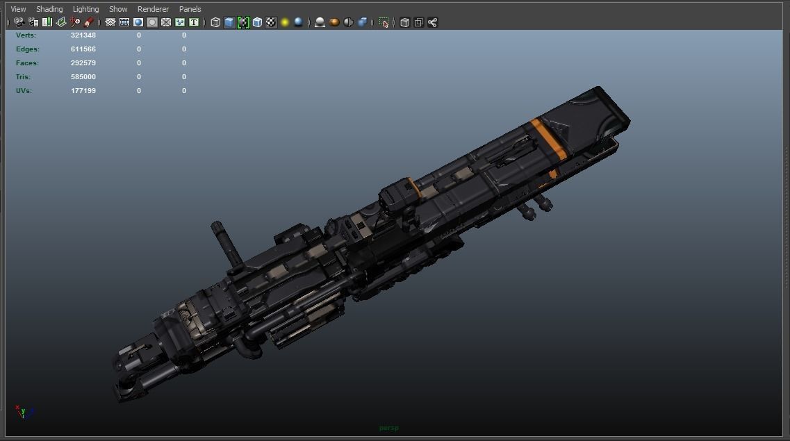 Scifi Plasma Rail Gun Low-poly 3D model_9