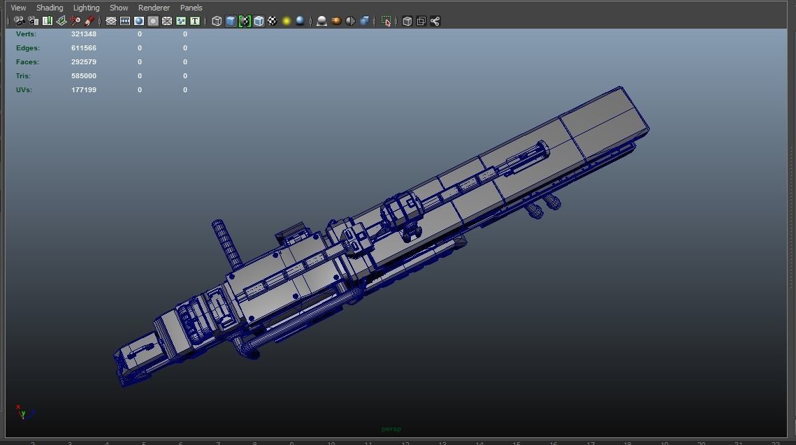 Scifi Plasma Rail Gun Low-poly 3D model_13