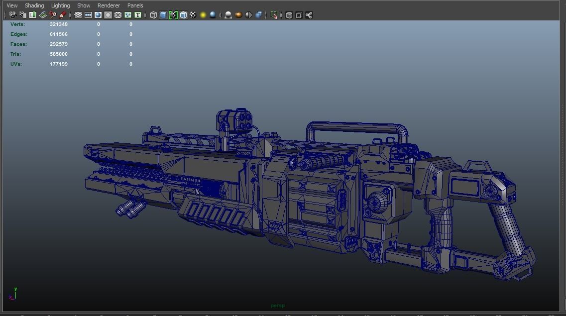 Scifi Plasma Rail Gun Low-poly 3D model_14