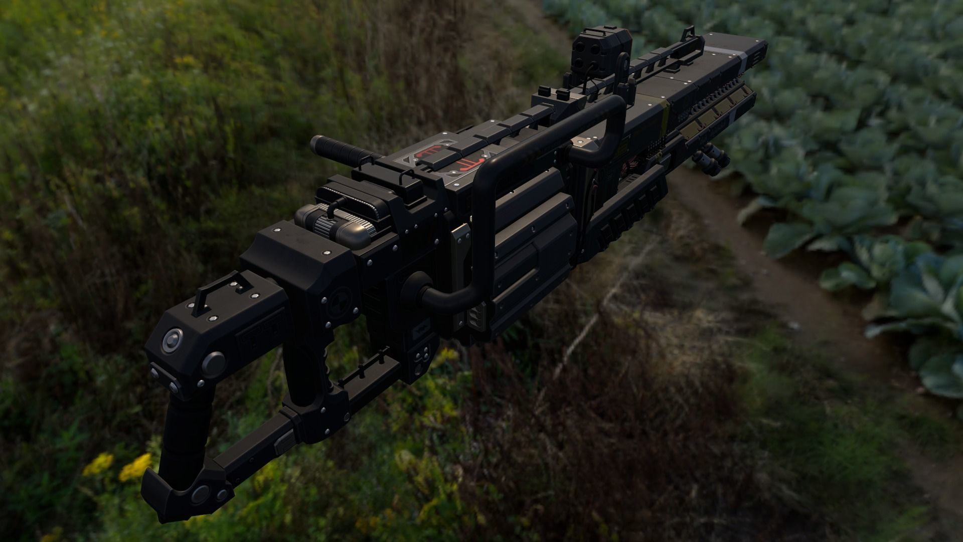 Scifi Plasma Rail Gun Low-poly 3D model_8